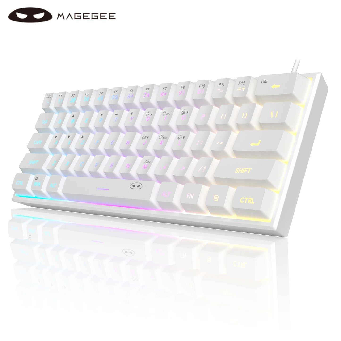 Elevate Your Gaming Experience with the Mini 60% RGB Backlit Gaming Keyboard - Ultra-Compact 61 Key Ergonomic Design, Waterproof and Perfect for Office Use