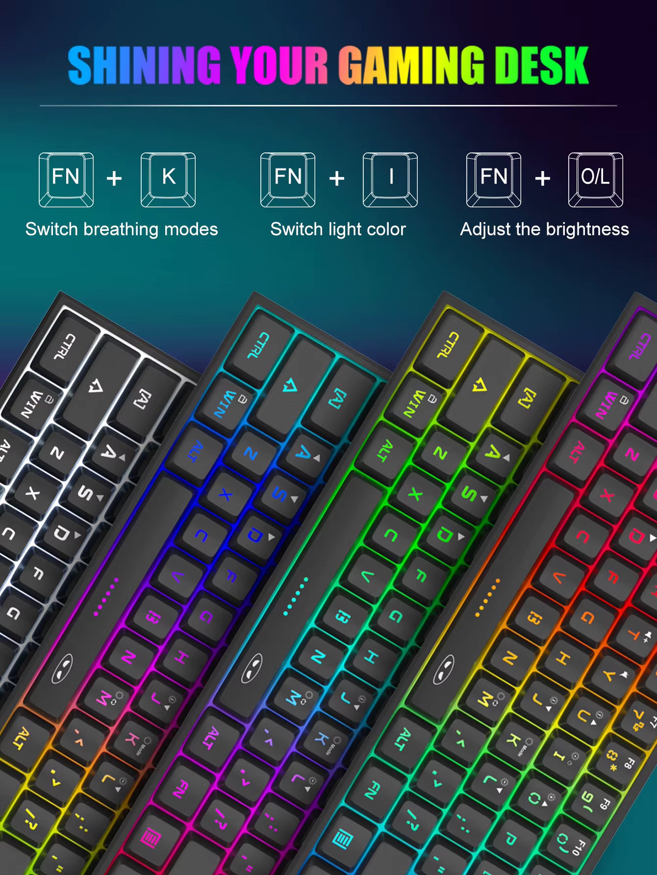 Mini 60% Gaming Keyboard, RGB Backlit 61 Key Ultra-Compact Keyboard, TS91 Ergonomic Waterproof Mechanical Feeling Office
