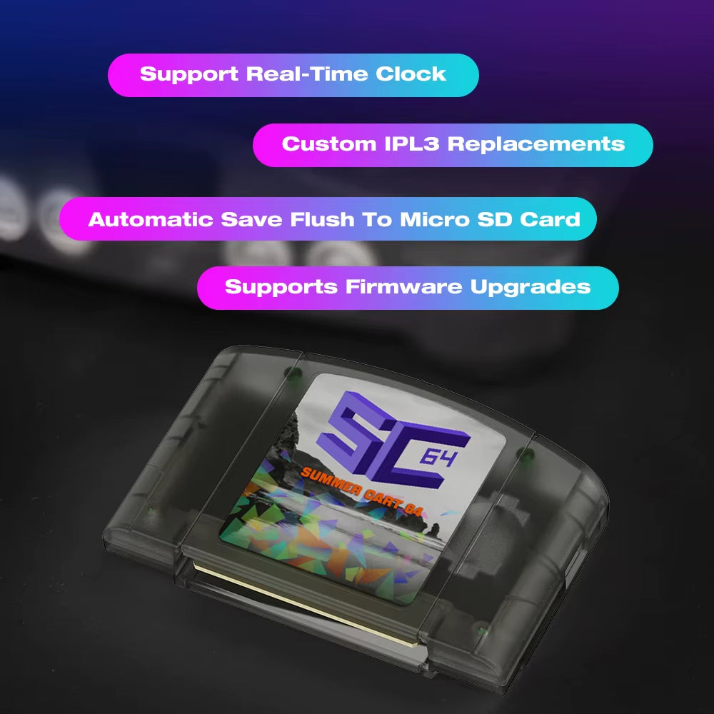 Summercart 64 SC64 Open Source Game Card N64 with Built-In Emulator for N64 Console Gift 32GB TF Card 5400 Games