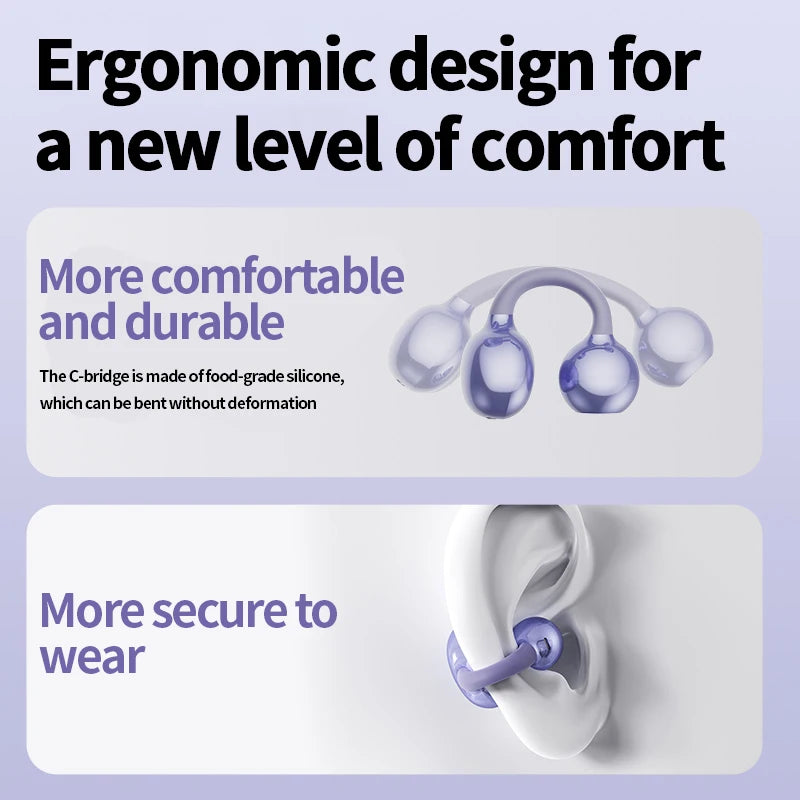 Experience Ultimate Freedom with the New Sport Earclip Wireless Bluetooth Headphones - Perfect for Gaming and Everyday Use!
