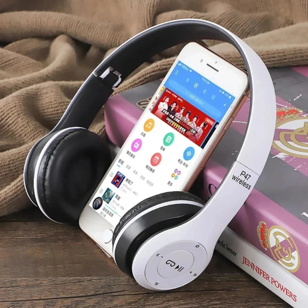 Experience Superior Sound Quality with P47 Wireless Bluetooth 5.0 Headphones - Foldable Design for Music, Gaming, and Kids!