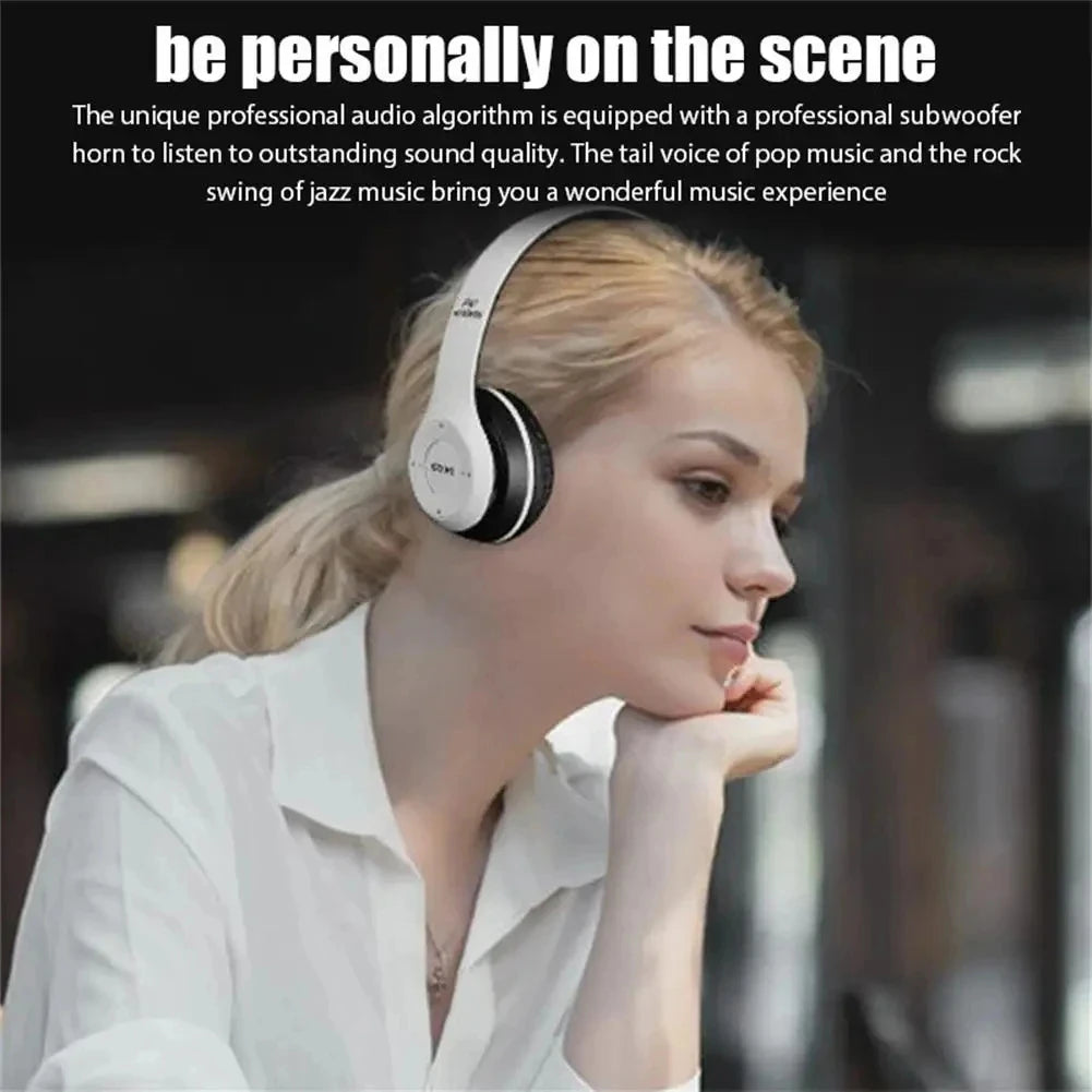 Experience Superior Sound Quality with P47 Wireless Bluetooth 5.0 Headphones - Foldable Design for Music, Gaming, and Kids!