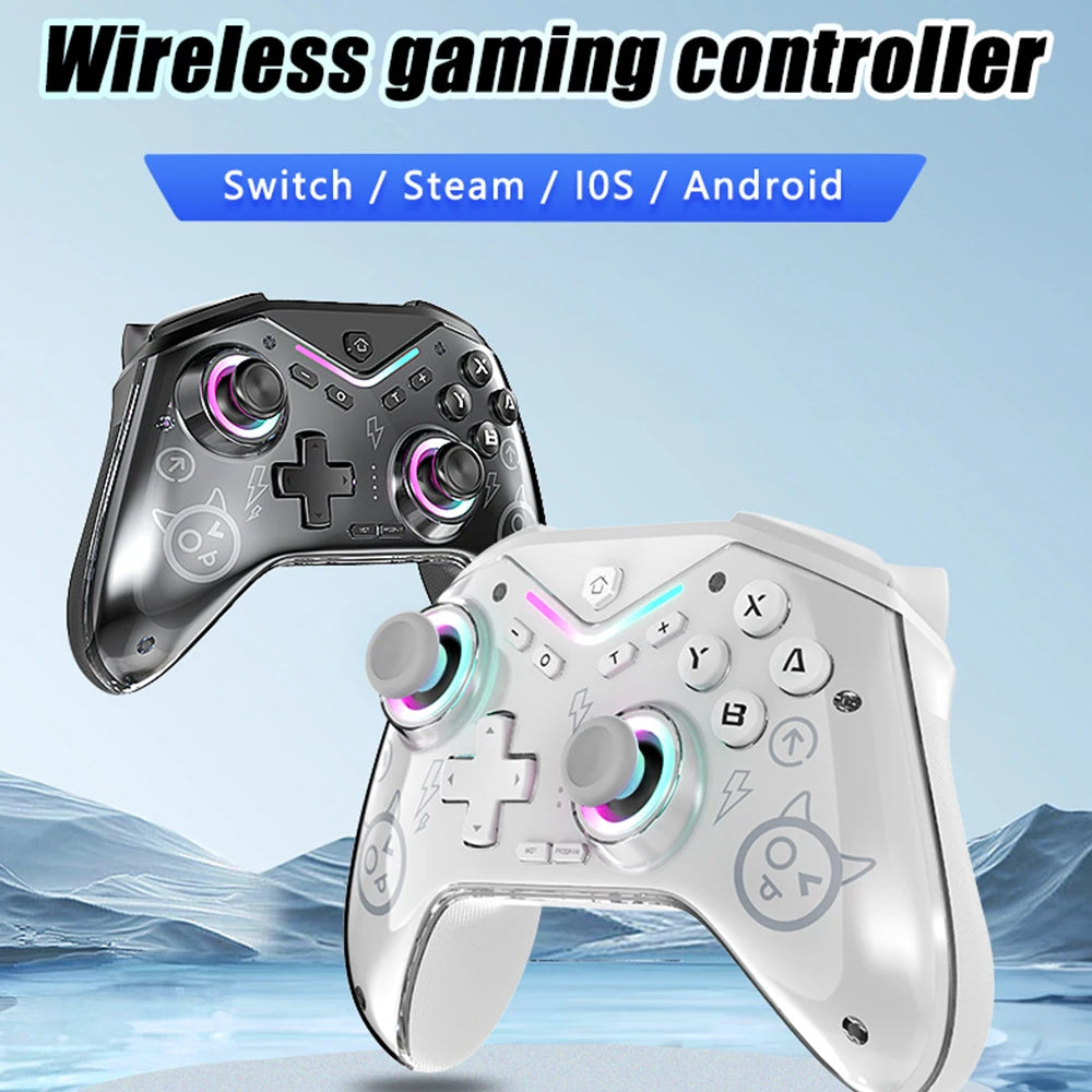 Experience Gaming Like Never Before with the CM-619 Dual Motor Wireless Game Controller - Compatible with iOS, Android, and PC, Featuring Dazzling RGB Lighting!