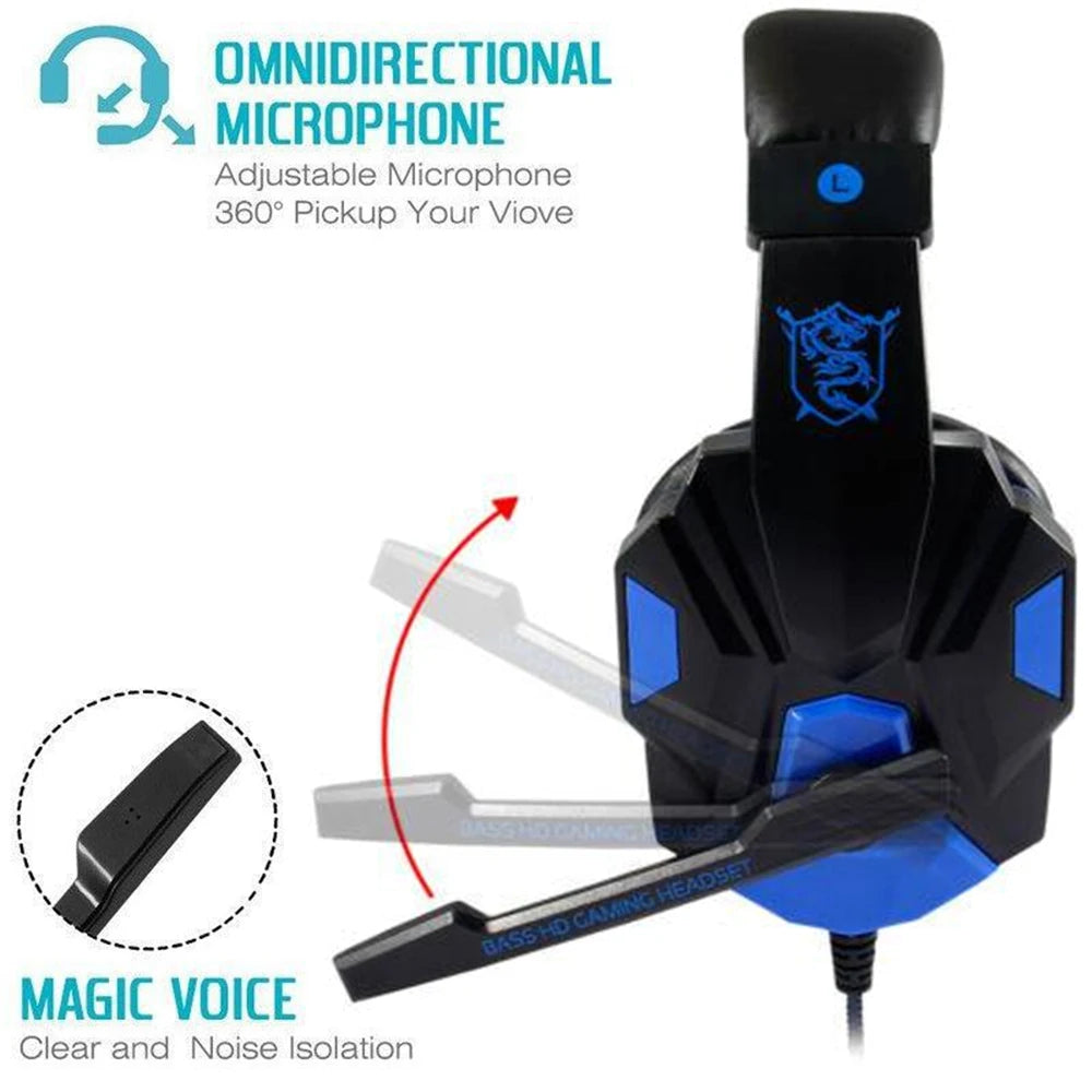 Ultimate Wired Gaming Headsets with Adjustable Noise Cancelling Microphone for PS4, PS5, Xbox, and PC – Experience Superior Sound Quality and Comfort!