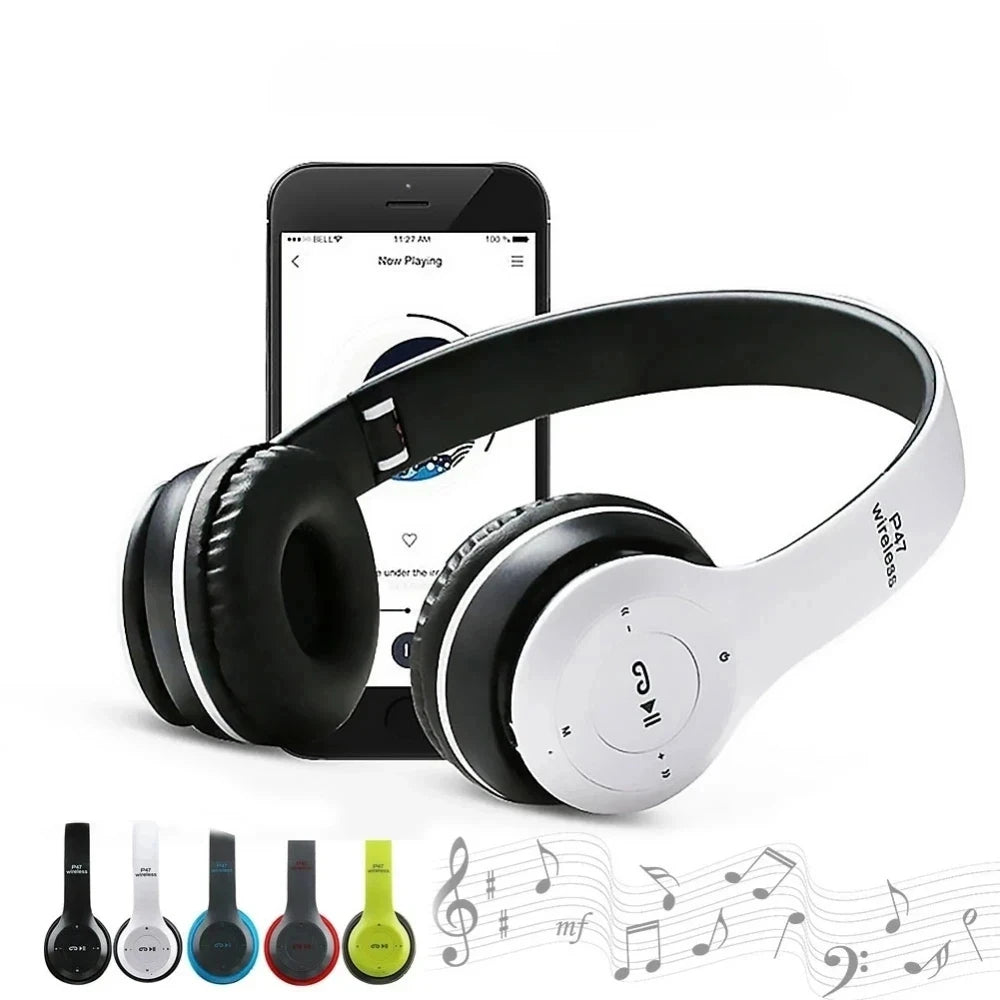 Experience Superior Sound Quality with P47 Wireless Bluetooth 5.0 Headphones - Foldable Design for Music, Gaming, and Kids!