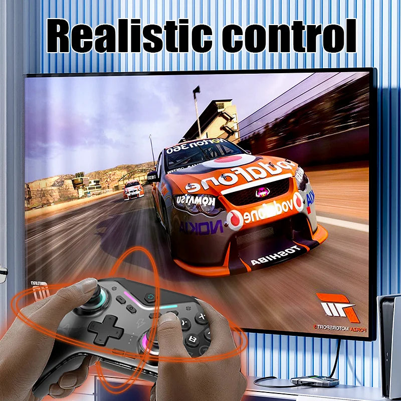 Experience Gaming Like Never Before with the CM-619 Dual Motor Wireless Game Controller - Compatible with iOS, Android, and PC, Featuring Dazzling RGB Lighting!