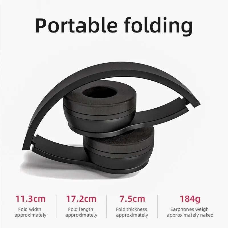 Experience Superior Sound Quality with P47 Wireless Bluetooth 5.0 Headphones - Foldable Design for Music, Gaming, and Kids!