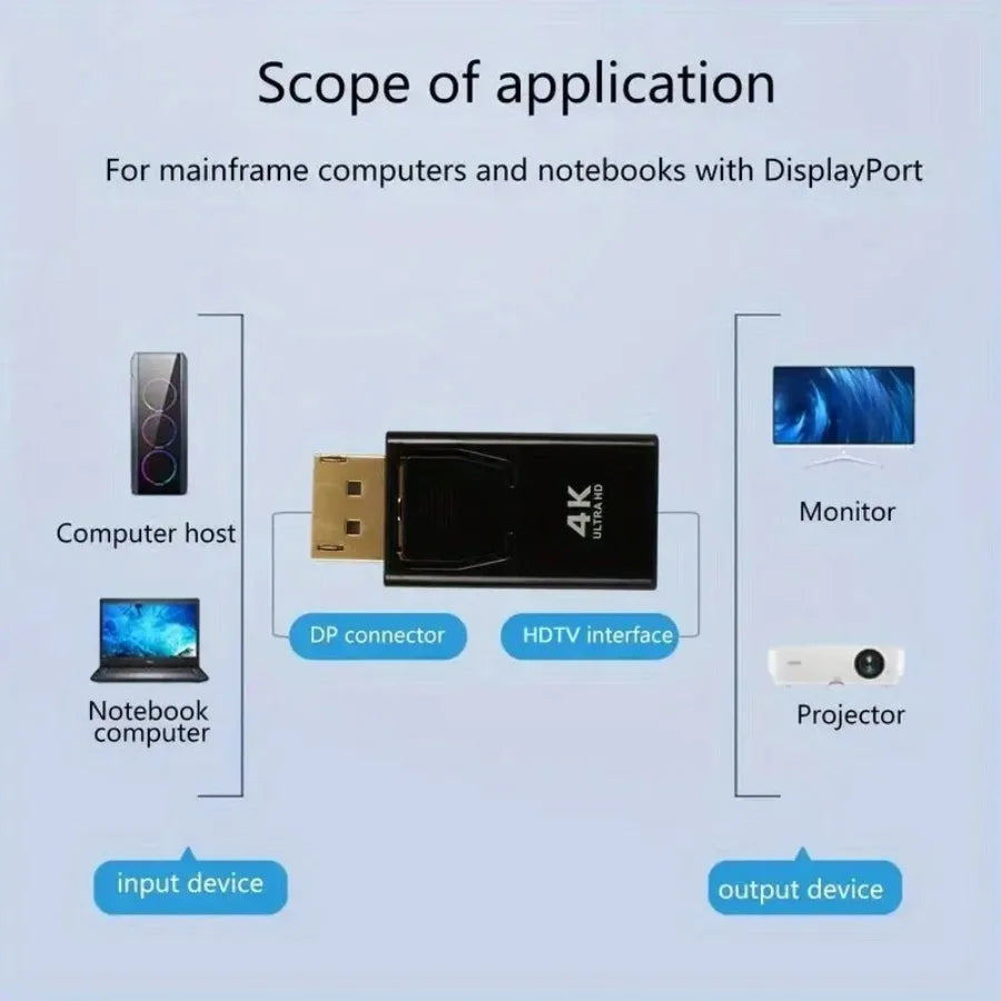 Transform Your Display Experience with Our 4K DP to HDMI-Compatible Adapter - Perfect for Laptops and PCs!