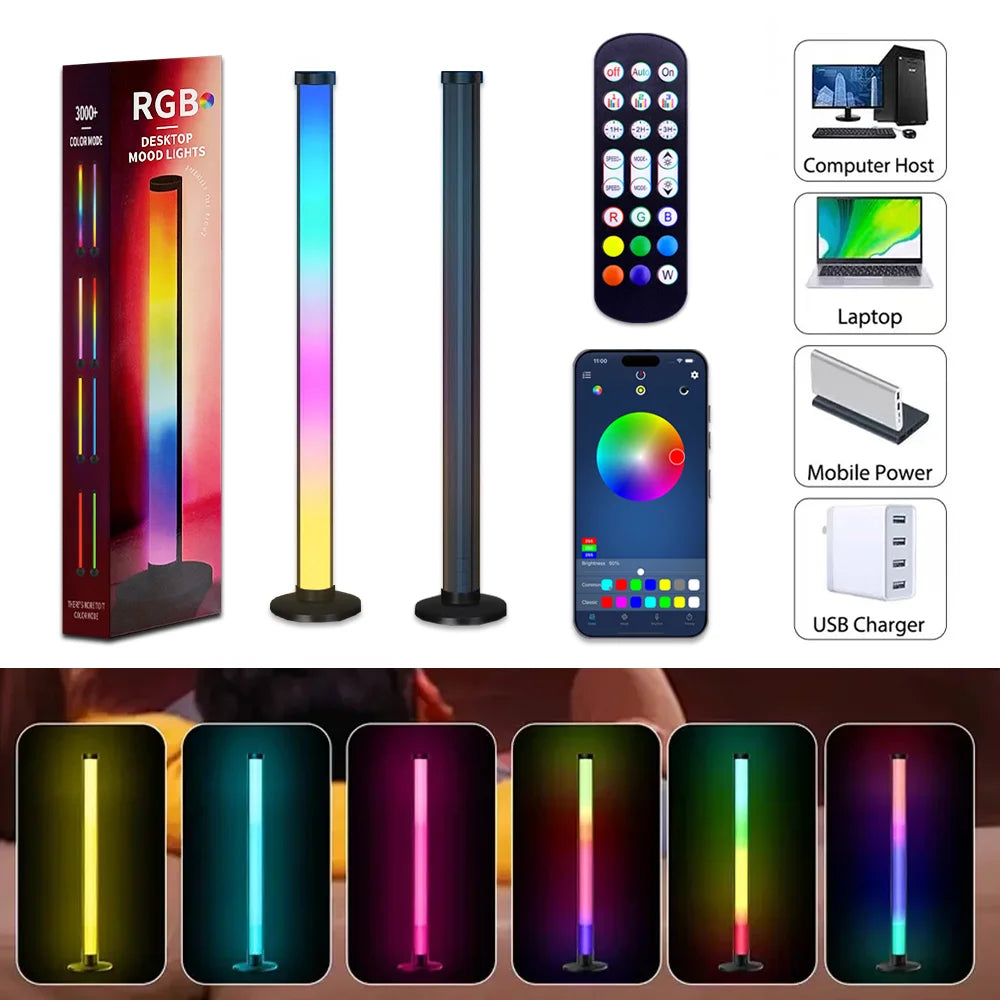 Illuminate Your Space with the USB RGB Ambient Light - Smart LED Desktop Lamp with Dual Control and Dimmable Features!