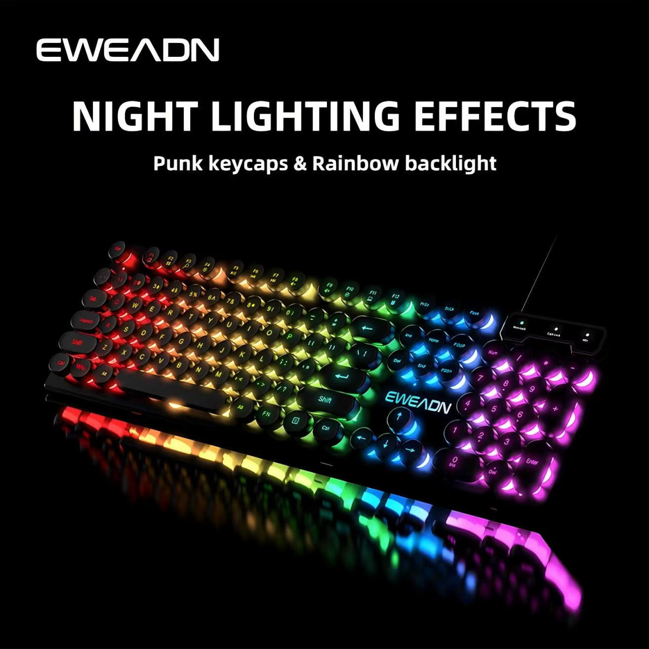 GX330 Retro Punk Typewriter Gaming Keyboard - 104 Keys Wired with RGB Backlighting for Windows Laptops and PCs