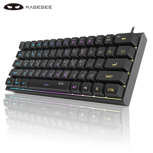 Elevate Your Gaming Experience with the Mini 60% RGB Backlit Gaming Keyboard - Ultra-Compact 61 Key Ergonomic Design, Waterproof and Perfect for Office Use