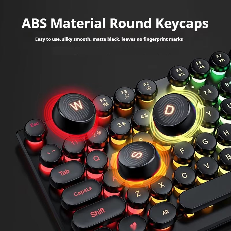 GX330 Retro Punk Typewriter Gaming Keyboard - 104 Keys Wired with RGB Backlighting for Windows Laptops and PCs