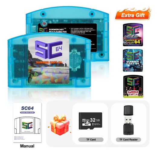 Summercart 64 SC64 Open Source Game Card N64 with Built-In Emulator for N64 Console Gift 32GB TF Card 5400 Games