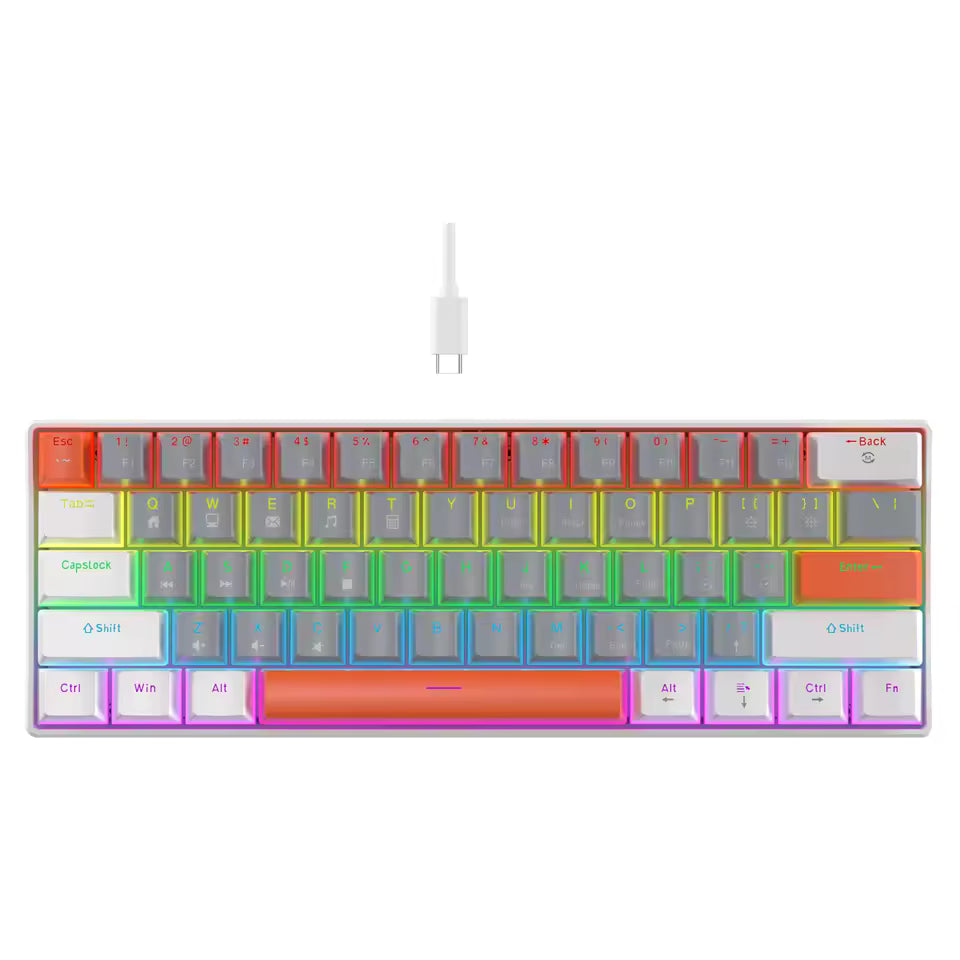 K61 Wired Mechanical Keyboard - Elevate Your Gaming and Office Experience with 10 Stunning Lighting Modes and Dual Switch Options